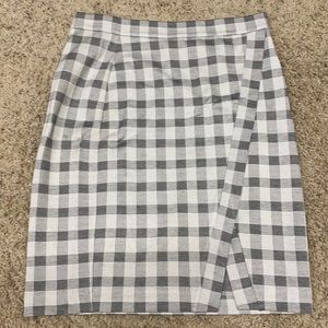 CAbi Black and White Plaid Skirt